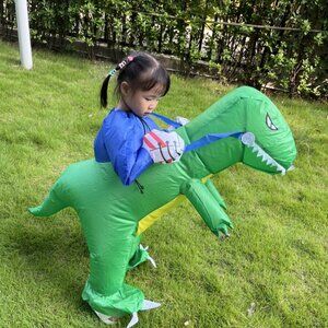 Kids' Funny Dinosaur Inflatable Costume – Green T-Rex Outfit for Cycling & Stage
